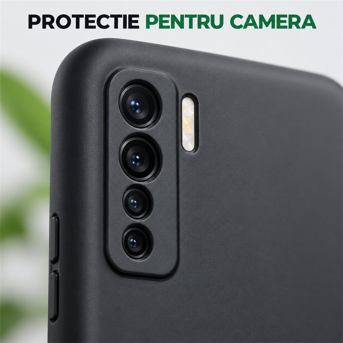 Husa de Protectie Flippy compatibila cu Huawei P40 Lite 5G, Liquid Silicone, Interior din Microfibra, Protectie Camera, Negru