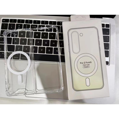 Husă rigidă transparentă Samsung Z Fold 5 compatibilă MagSafe, vedere laterală profil