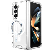 Husă transparentă Samsung Galaxy Z Fold 5 cu suport MagSafe, vedere frontală, decupaj mare cameră