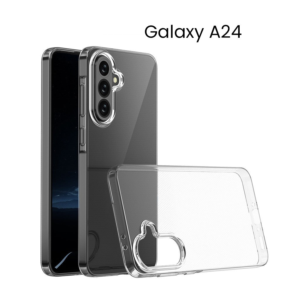 Detaliu colț husă transparentă Samsung Galaxy A24 4G, silicon TPU flexibil 1mm