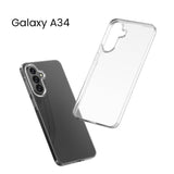 Detaliu material silicon TPU transparent husă Samsung Galaxy A34 5G, flexibilitate și rezistență