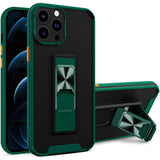 Husă iPhone 13 Mini Defender Sergeant Brave verde închis, vedere frontală cu stand pliabil integrat