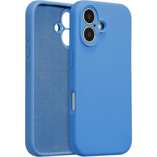 Husa de Protectie, Vivimall, pentru iPhone 16, Liquid Silicone, cu Microfibra pe Interior, Protectie Antisoc, Compatibil Incarcare Wireless, Albastru - vivimall.ro