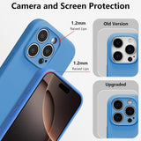 Husa de Protectie, Vivimall, pentru iPhone 16 Pro, Liquid Silicone, cu Microfibra pe Interior, Protectie Antisoc, Compatibil Incarcare Wireless, Albastru - vivimall.ro