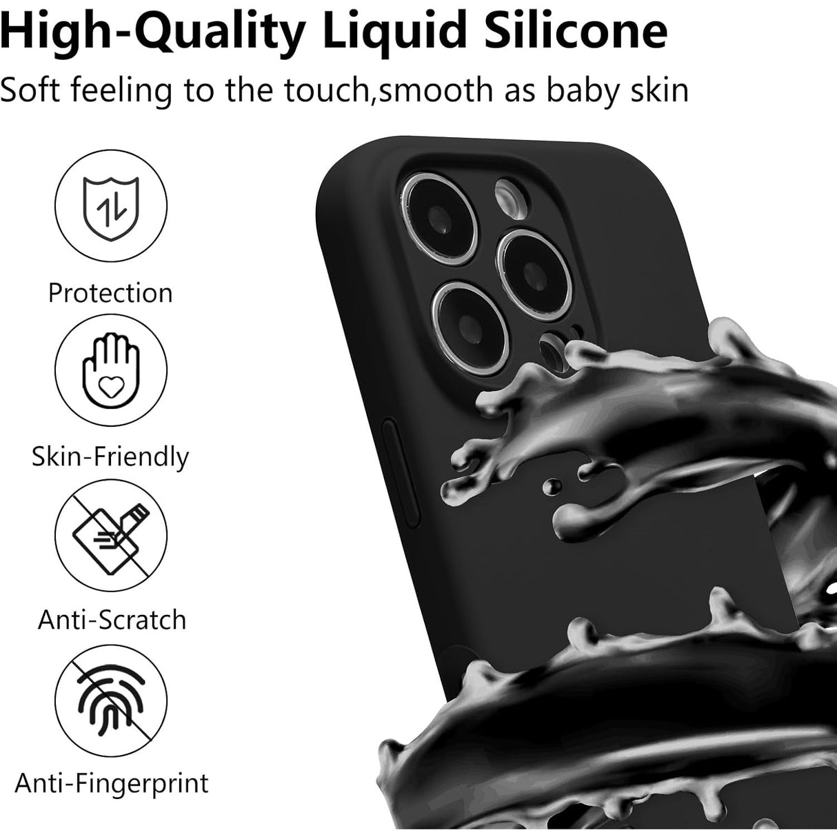 Husă Vivimall Liquid Silicone iPhone 16 Pro, compatibilă incarcare wireless, unghi lifestyle