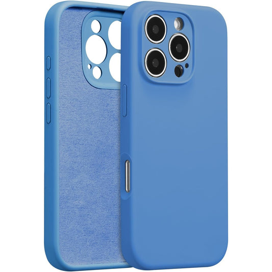 Husa de Protectie, Vivimall, pentru iPhone 16 Pro Max, Liquid Silicone, cu Microfibra pe Interior, Protectie Antisoc, Compatibil Incarcare Wireless, Albastru - vivimall.ro