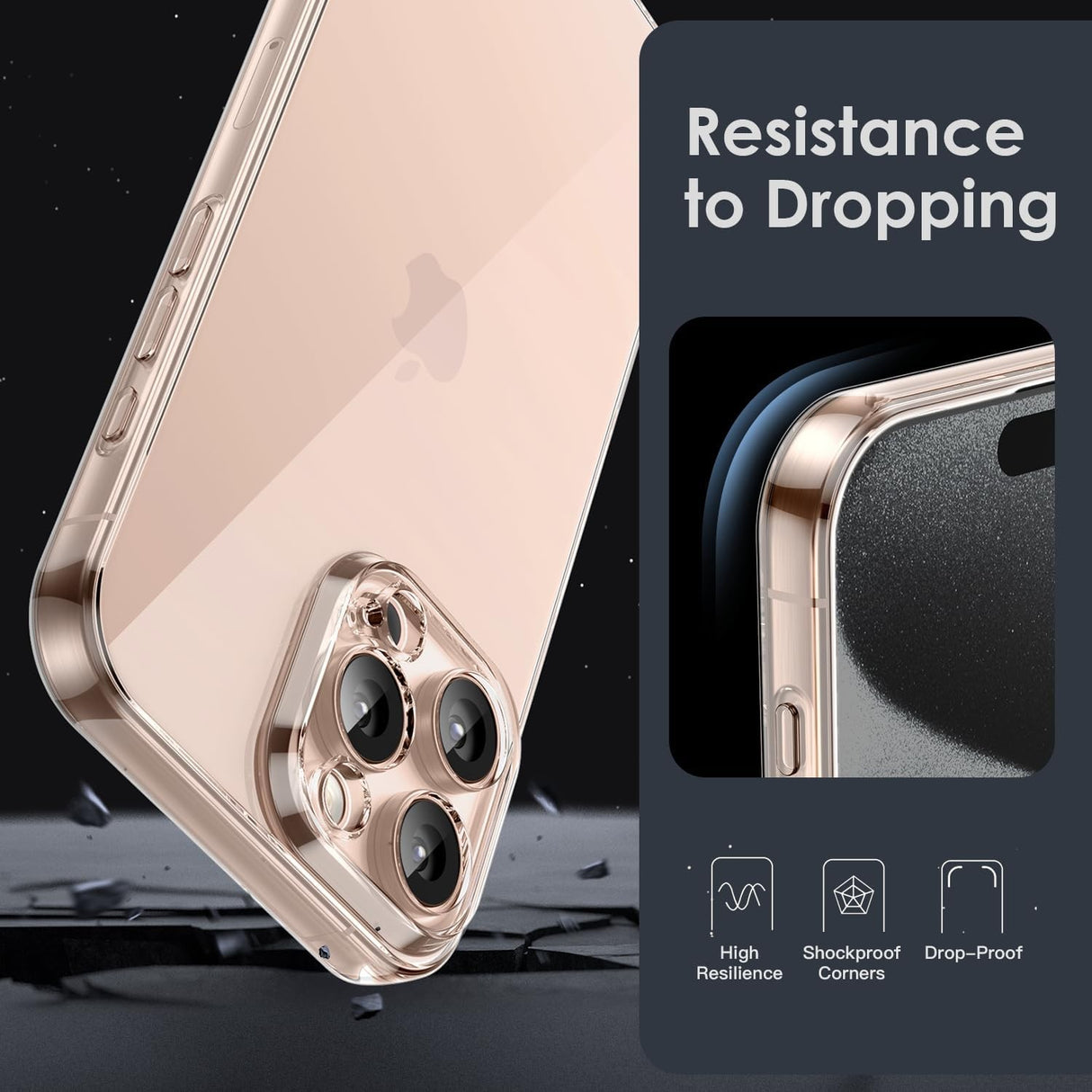 Husă TPU antisoc iPhone 16 Pro Max, vedere spate, protecție cameră foto înălțată