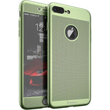 Husa de Protectie, Flippy, pentru Apple iPhone 7 Plus, Full Cover 360 Air cu Gauri si Folie de Protectie, Plastic, Verde - vivimall.ro