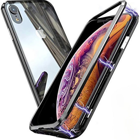 Husa de Protectie, Flippy, pentru Apple iPhone XS Max, Magnetic 360, Metal, cu Folie Sticla Inclusa, Negru - vivimall.ro