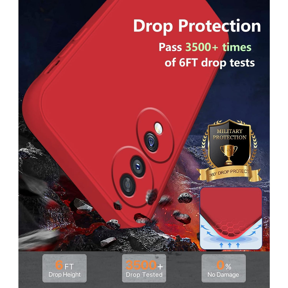 Interior microfibră husă Honor 70 Liquid Silicone roșu, detaliu căptușeală moale