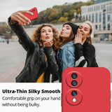 Husă Honor 70 roșu montată pe telefon, acces porturi și butoane, vedere spate