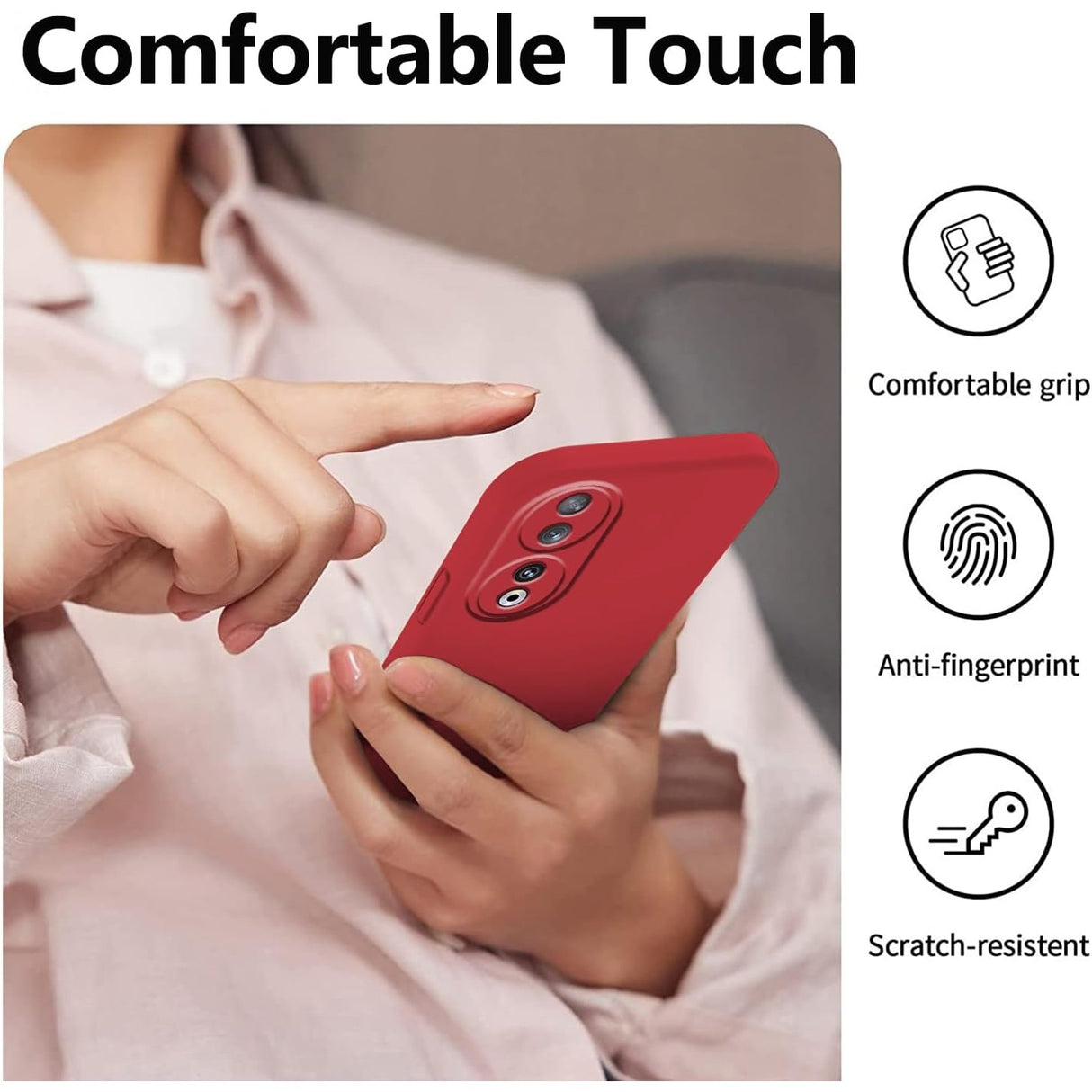 Husă Honor 70 Liquid Silicone roșu, compatibilitate incarcare wireless, detaliu colț antisoc