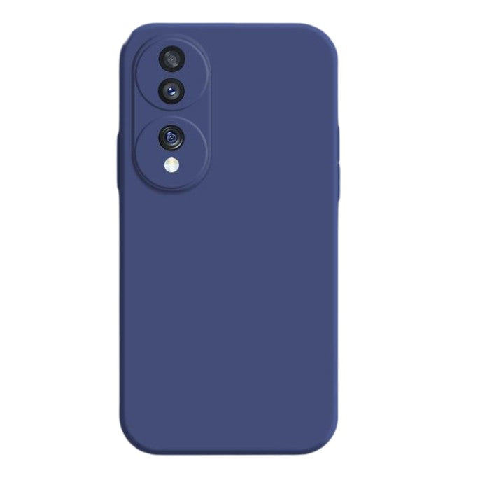 Husă Honor 70 din silicon lichid albastru, vedere frontală, protecție antisoc și margini ridicate