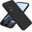 Husă Honor 70 din silicon lichid negru, vedere frontală, protecție antisoc și margini ridicate