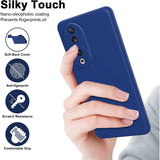 Husă Honor 90 albastru aplicată pe telefon, vedere laterală și acces porturi