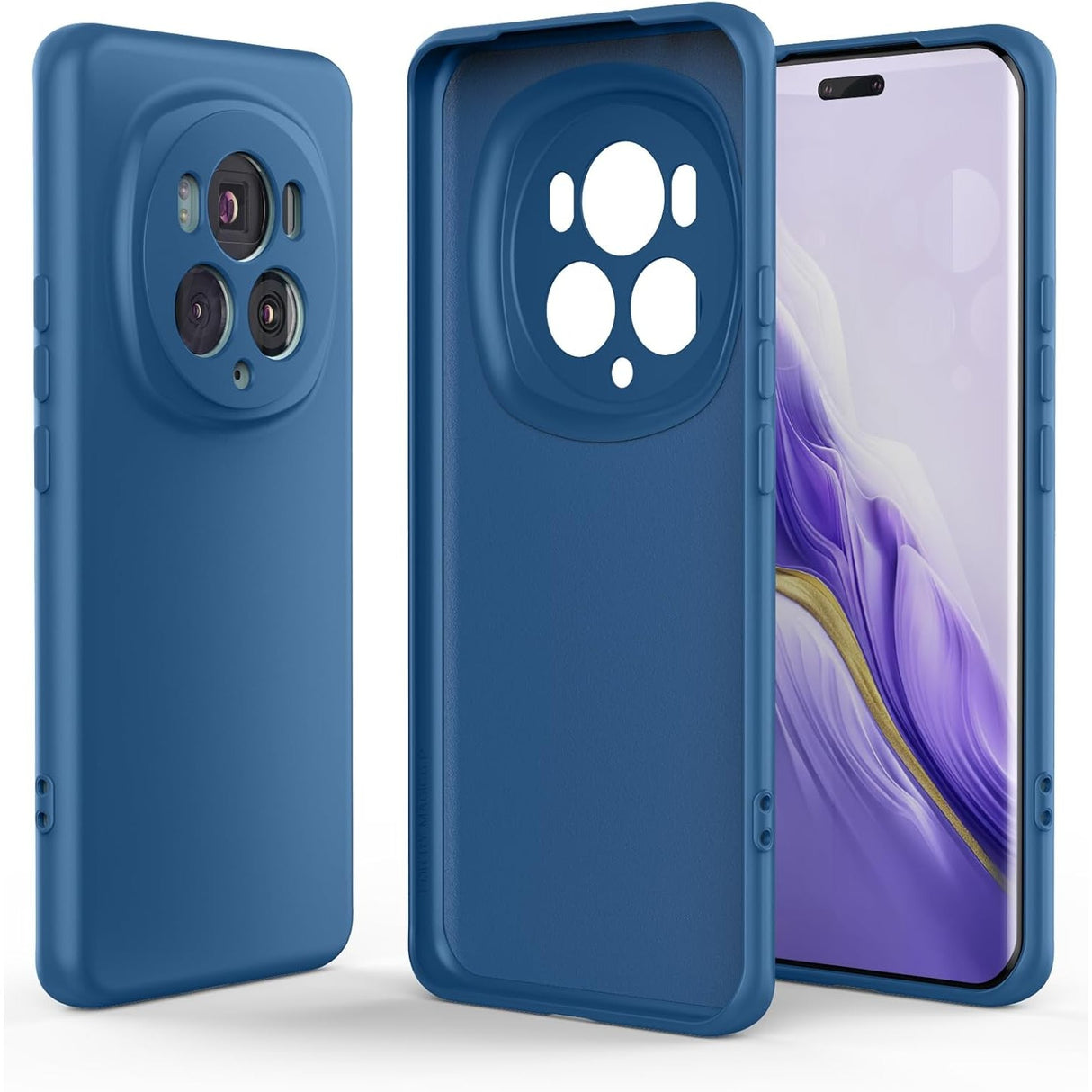 Husă Honor Magic 5 Pro albastru, detaliu colțuri întărite cu protecție antisoc