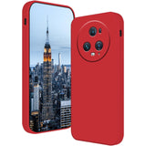 Husă roșie din silicon lichid pentru Honor Magic 5 Pro, vedere frontală, design mat cu finisaj premium