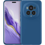Husă Liquid Silicone albastru pentru Honor Magic 5 Pro, vedere frontală, silicon mat antiderapant