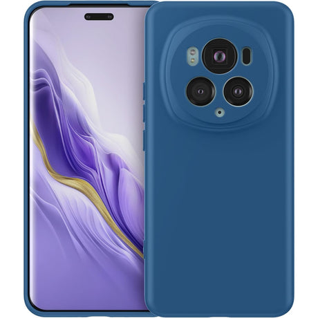 Husa de Protectie, Vivimall, pentru Honor Magic 5 Pro, Liquid Silicone, cu Microfibra pe Interior, Protectie Antisoc, Compatibil Incarcare Wireless, Albastru - vivimall.ro