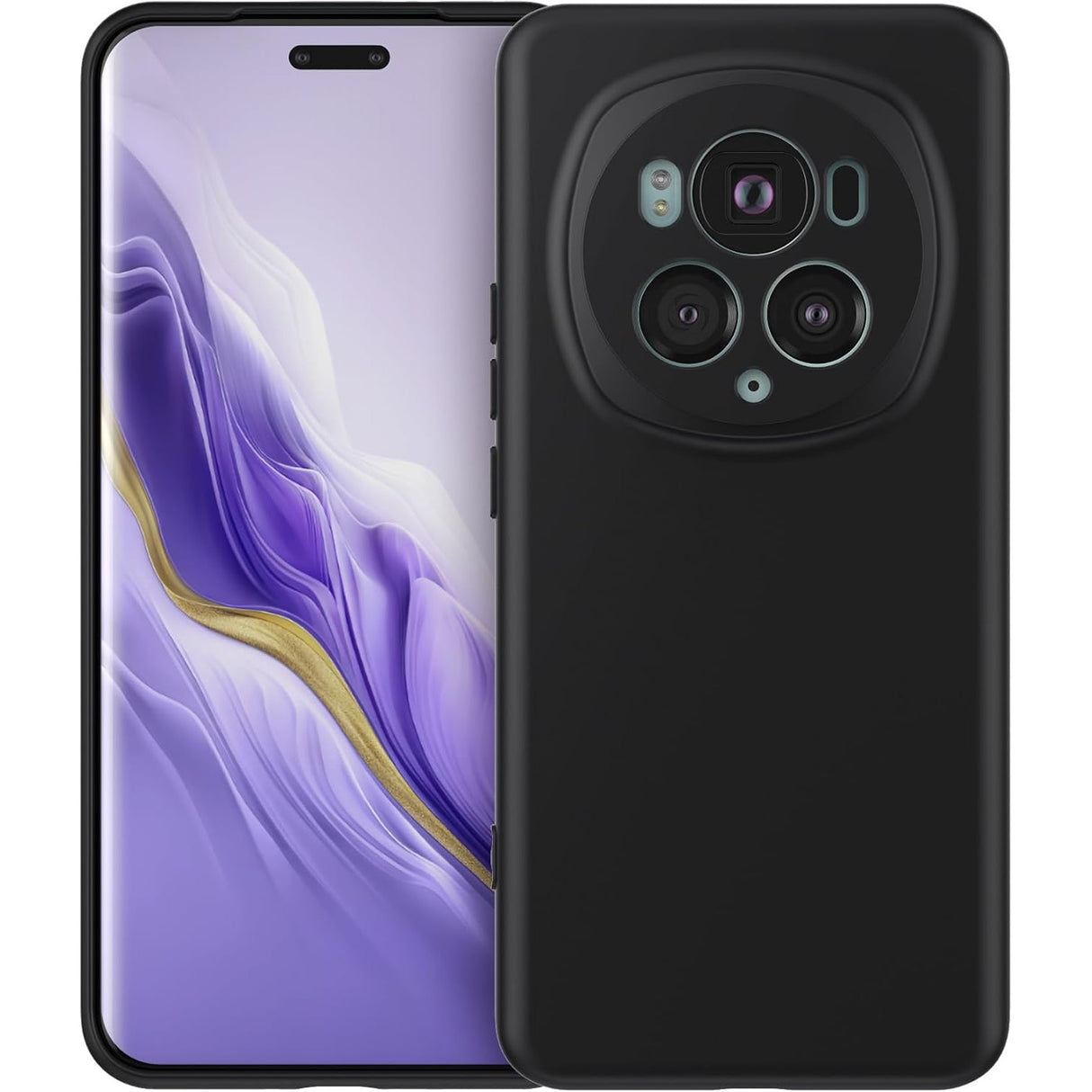 Husă Honor Magic 6 Pro negru, vedere spate, compatibilitate incarcare wireless