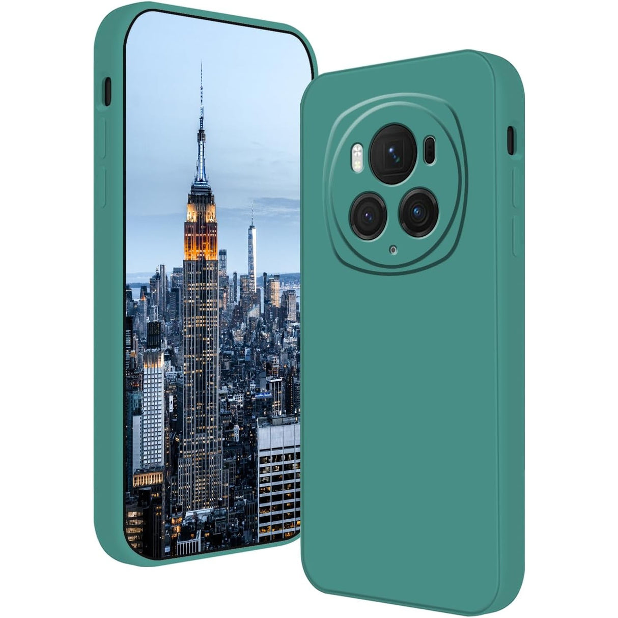 Husă silicon lichid verde pentru Honor Magic 6 Pro, vedere frontală, microfibră interior, Vivimall