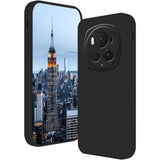 Husă silicon lichid Honor Magic 6 Pro culoare neagră, vedere frontală, finisaj mat anti-amprentă