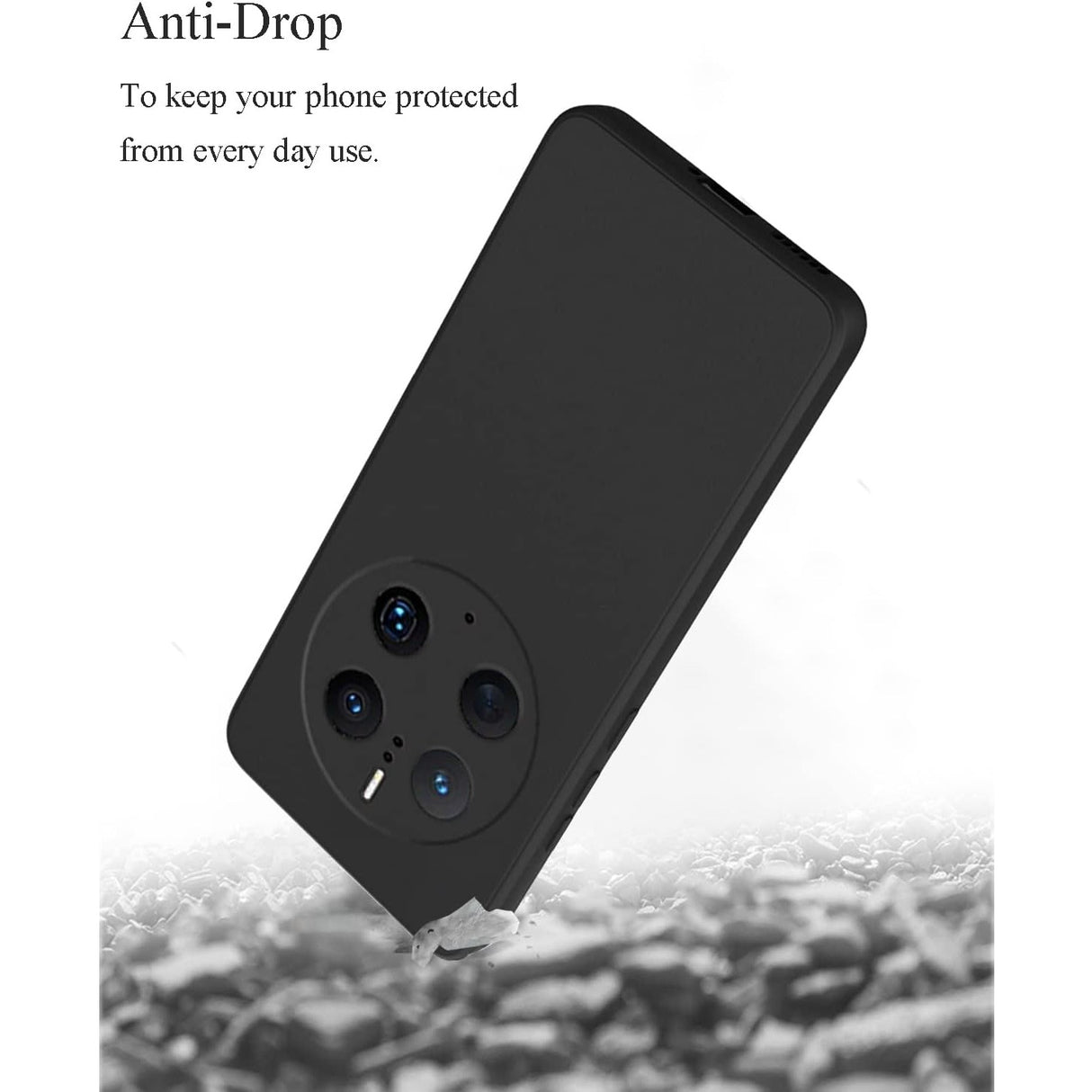 Husă Huawei Mate 50 Pro neagră, detaliu decupaj port USB-C și difuzor