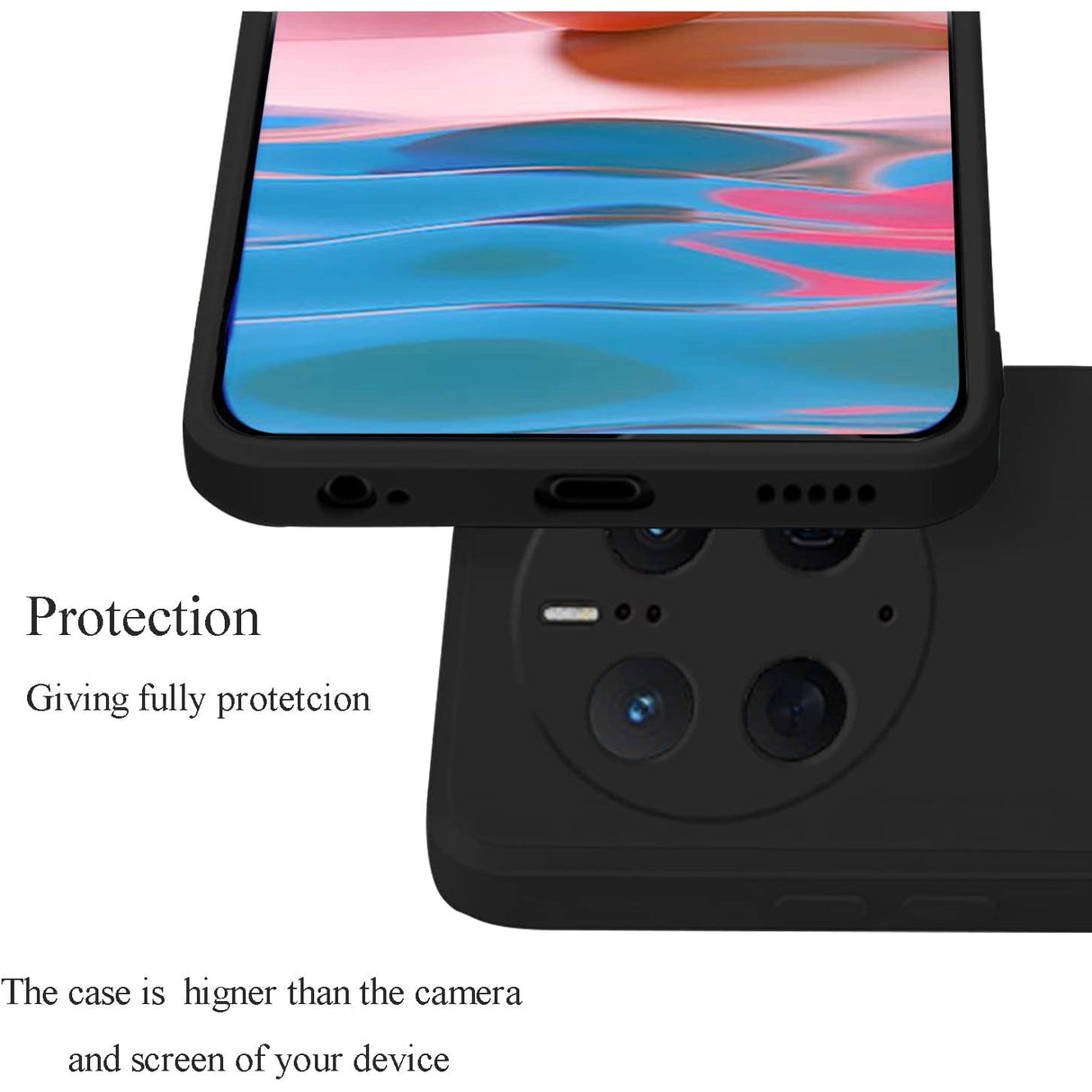 Husă Huawei Mate 50 Pro Liquid Silicone negru compatibilă incarcare wireless, vedere ansamblu