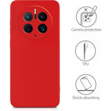 Husă silicon lichid Huawei Mate 50 Pro, vedere spate, finisaj mat roșu anti-amprente