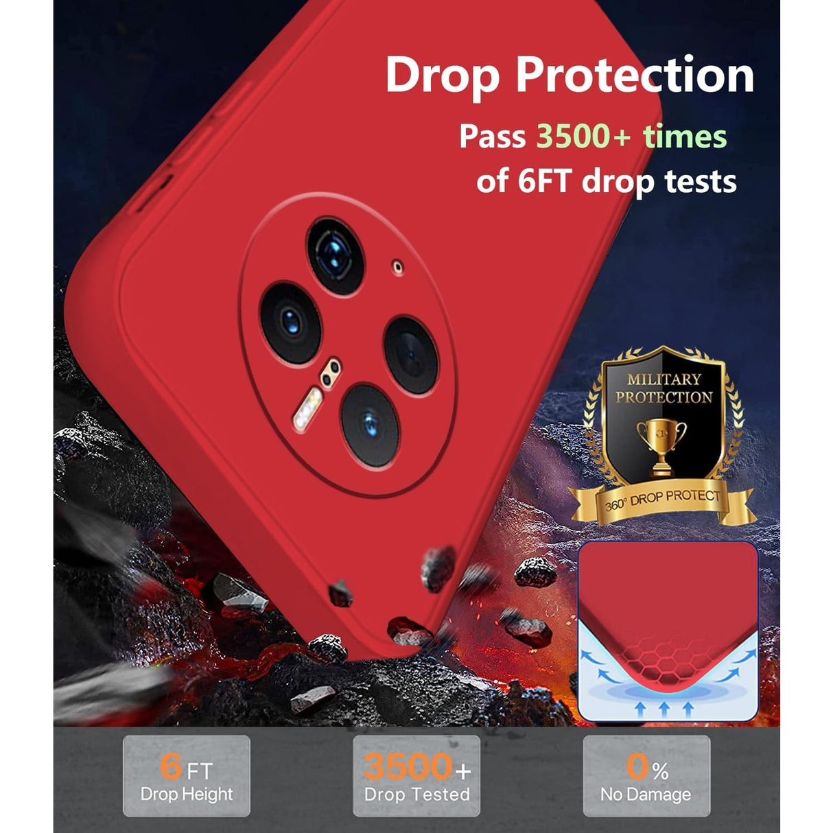 Husa de Protectie, Vivimall, pentru Huawei Mate 50 Pro, Liquid Silicone, cu Microfibra pe Interior, Protectie Antisoc, Compatibil Incarcare Wireless, Rosu - vivimall.ro