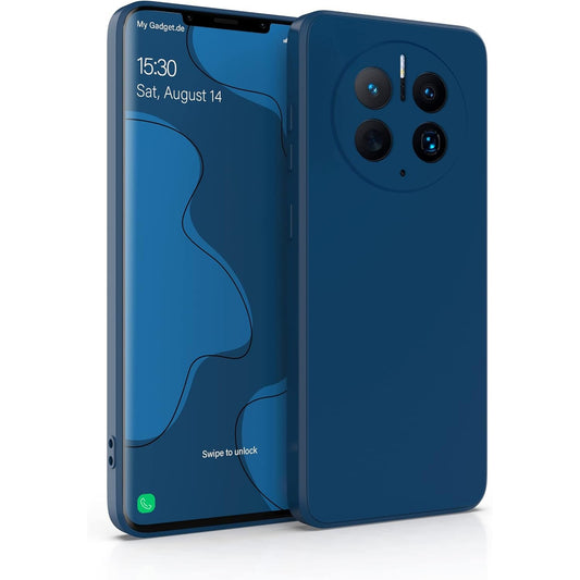 Husa de Protectie, Vivimall, pentru Huawei Mate 50 Pro, Liquid Silicone, cu Microfibra pe Interior, Protectie Antisoc, Compatibil Incarcare Wireless, Albastru - vivimall.ro