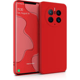 Husă silicon lichid roșu pentru Huawei Mate 50 Pro, vedere frontală, căptușeală microfibră interior