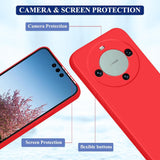 Husă Huawei Mate 60 Pro roșu, detaliu finisaj mat anti-alunecare silicon lichid