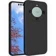 Husă Huawei Mate 60 Pro din silicon lichid negru, vedere frontală, căptușeală microfibră interior