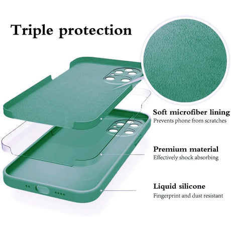 Husă Huawei P60 Pro silicon lichid verde, vedere spate, finisaj mat antiamprentă