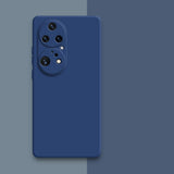 Husă silicon lichid Huawei P60 Pro albastru, unghi lateral, profil subțire și prindere fermă