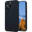 Husă silicon lichid neagră pentru Huawei P60 Pro, vedere frontală, protecție antisoc și microfibră interior
