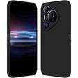 Husă Huawei Pura 70 din silicon lichid negru, vedere frontală, protecție antisoc Vivimall