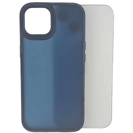 Husă iPhone 15 Plus Satin Matte din PC albastru, vedere frontală, finisaj mat anti-amprente