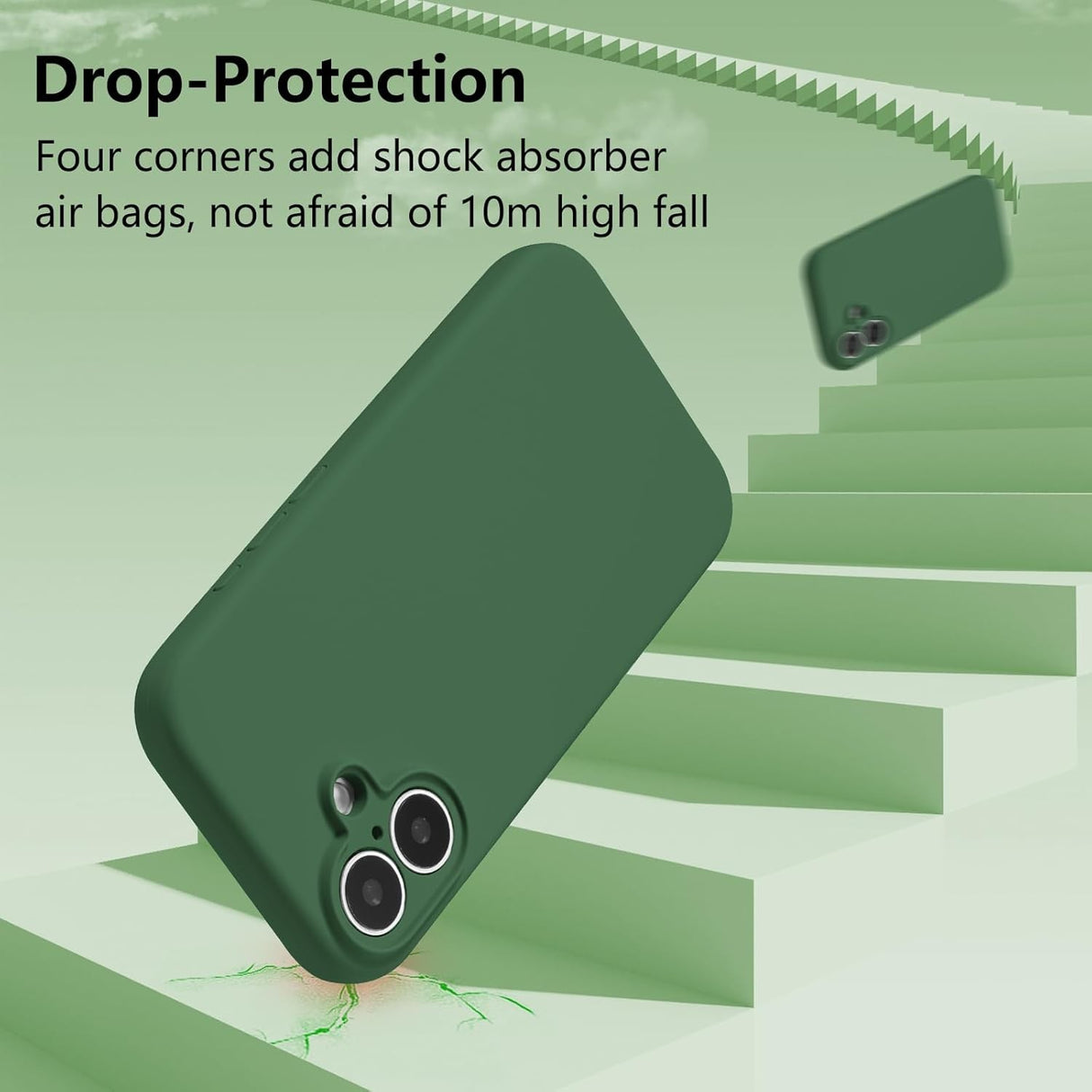 Husa de Protectie, Vivimall, pentru iPhone 16, Liquid Silicone, cu Microfibra pe Interior, Protectie Antisoc, Compatibil Incarcare Wireless, Verde - vivimall.ro