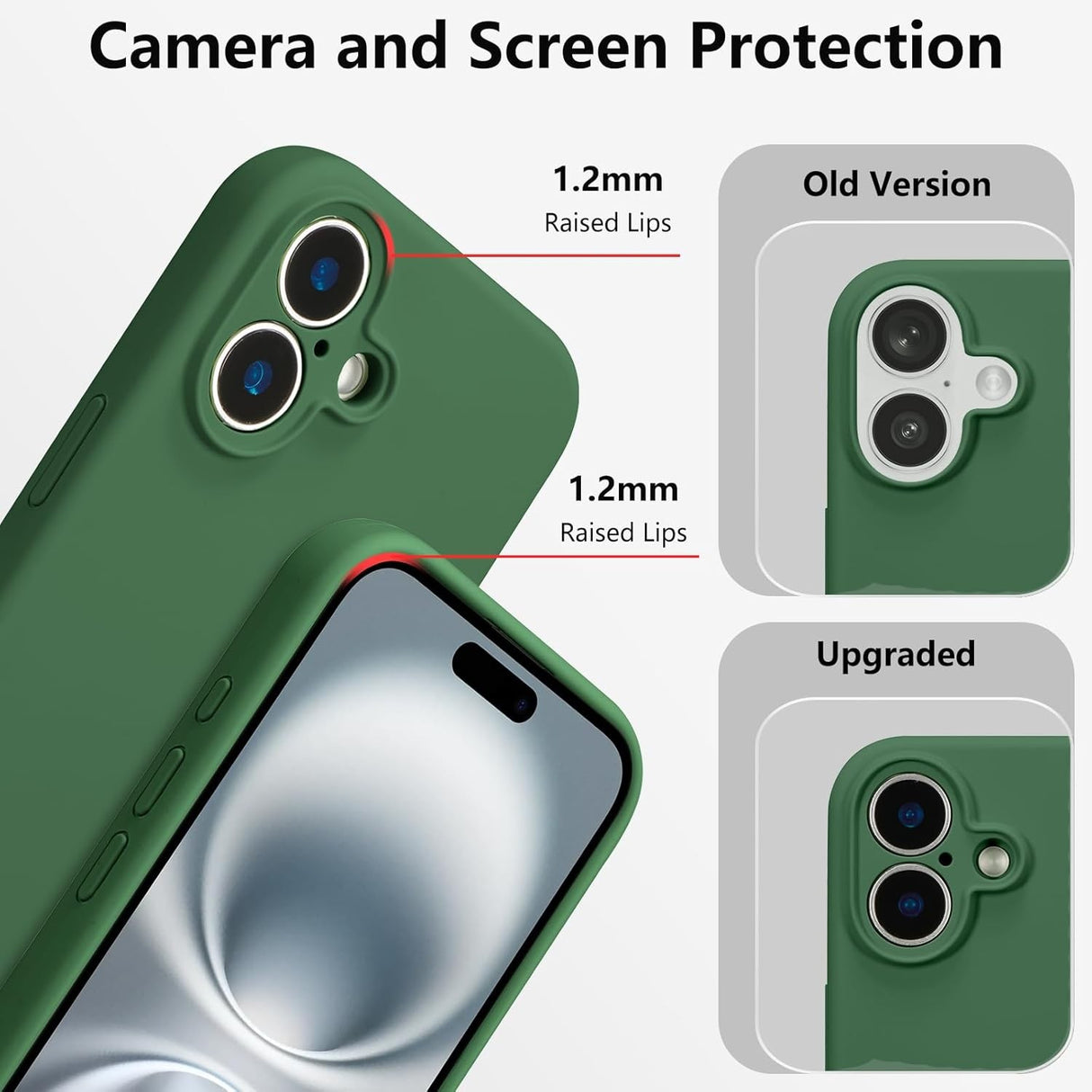 Husa de Protectie, Vivimall, pentru iPhone 16, Liquid Silicone, cu Microfibra pe Interior, Protectie Antisoc, Compatibil Incarcare Wireless, Verde - vivimall.ro