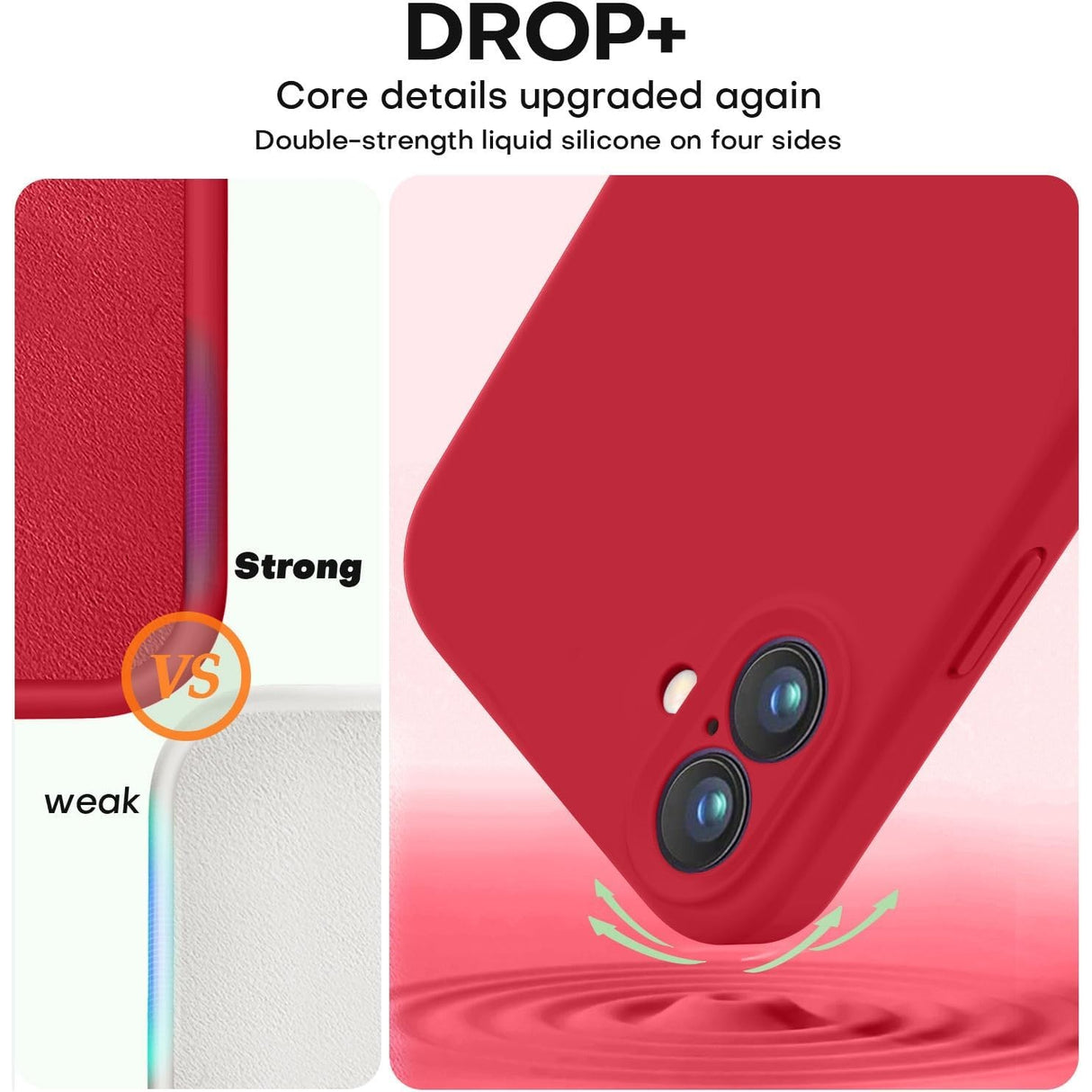 Husa de Protectie, Vivimall, pentru iPhone 16, Liquid Silicone, cu Microfibra pe Interior, Protectie Antisoc, Compatibil Incarcare Wireless, Rosu - vivimall.ro
