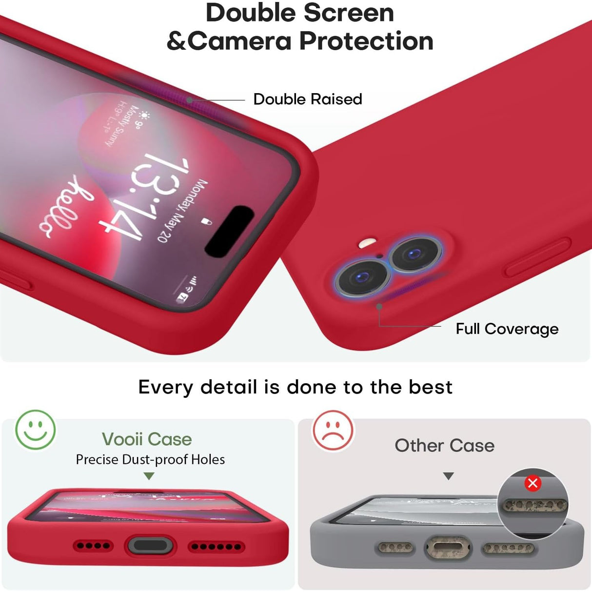 Husa de Protectie, Vivimall, pentru iPhone 16, Liquid Silicone, cu Microfibra pe Interior, Protectie Antisoc, Compatibil Incarcare Wireless, Rosu - vivimall.ro