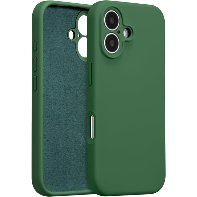 Husa de Protectie, Vivimall, pentru iPhone 16, Liquid Silicone, cu Microfibra pe Interior, Protectie Antisoc, Compatibil Incarcare Wireless, Verde - vivimall.ro