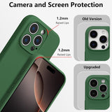 Husă iPhone 16 Pro Vivimall verde montată pe telefon, vedere laterală cu butoane