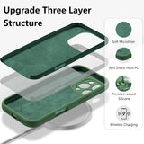 Detaliu colțuri ranforsate antisoc husă iPhone 16 Pro Liquid Silicone verde