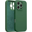 Husă iPhone 16 Pro Liquid Silicone verde Vivimall, vedere frontală, design mat elegant