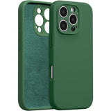 Husă iPhone 16 Pro Liquid Silicone verde Vivimall, vedere frontală, design mat elegant