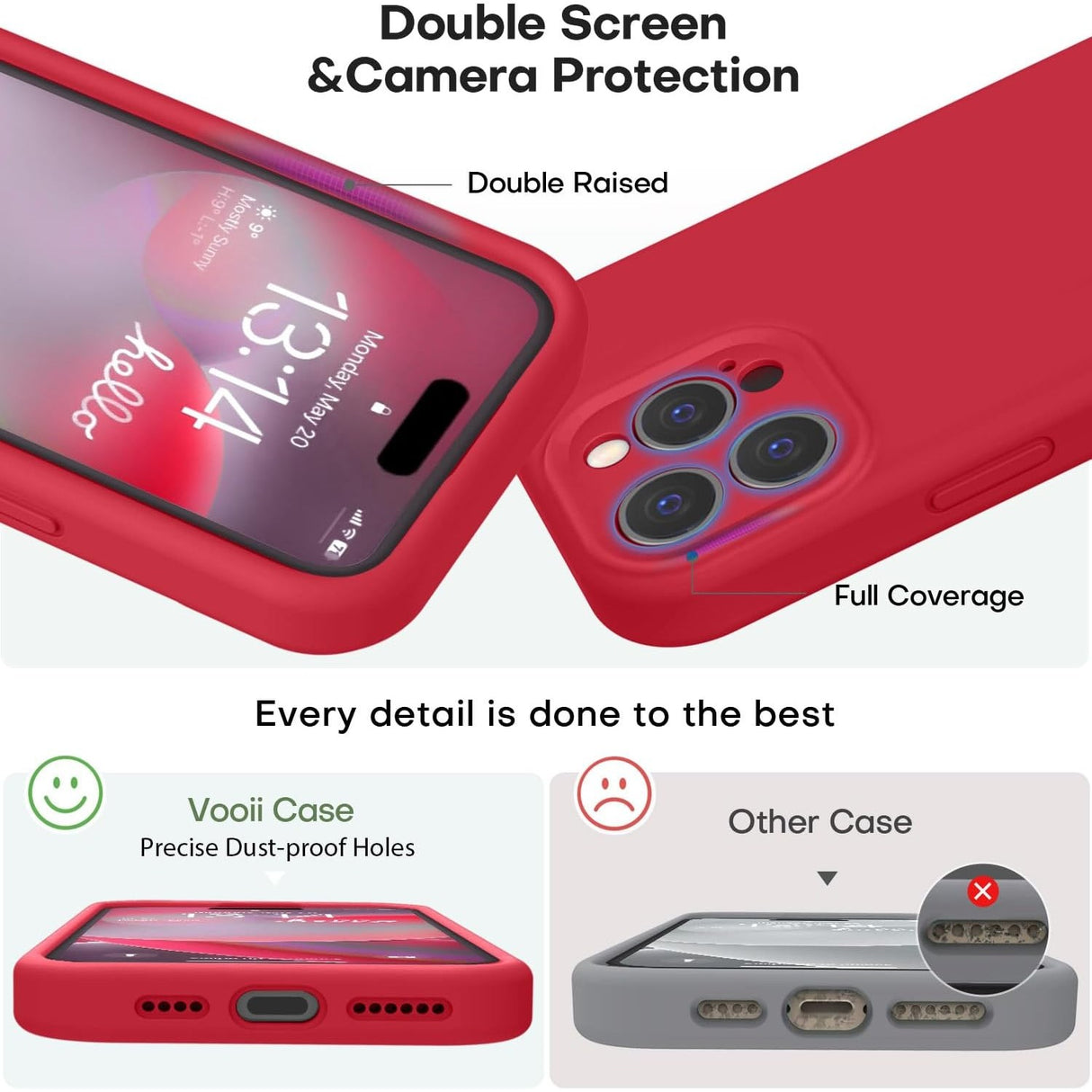 Husa de Protectie, Vivimall, pentru iPhone 16 Pro Max, Liquid Silicone, cu Microfibra pe Interior, Protectie Antisoc, Compatibil Incarcare Wireless, Rosu - vivimall.ro