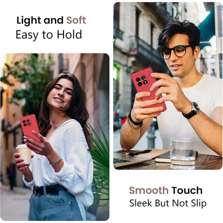 Husă OnePlus 11 5G silicon lichid roșu, vedere spate cu decupaj cameră foto